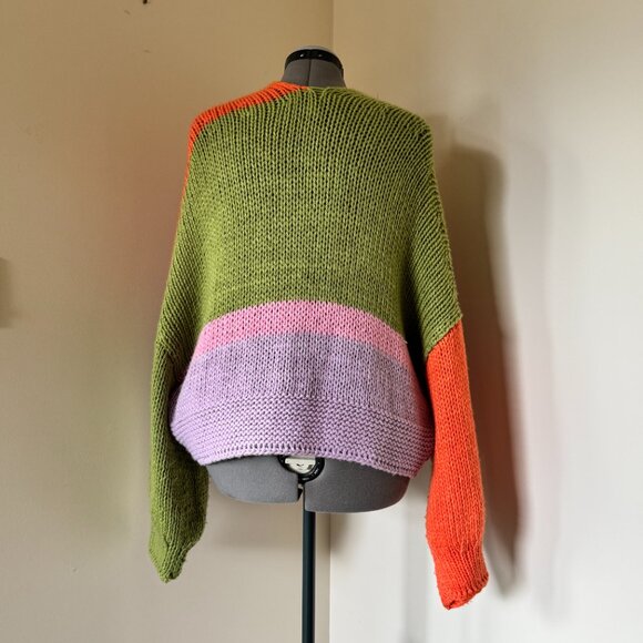 Davi & Dani Colourblock Chunky Knit Dopamine Dressing Cardigan S/M - Picture 3 of 9